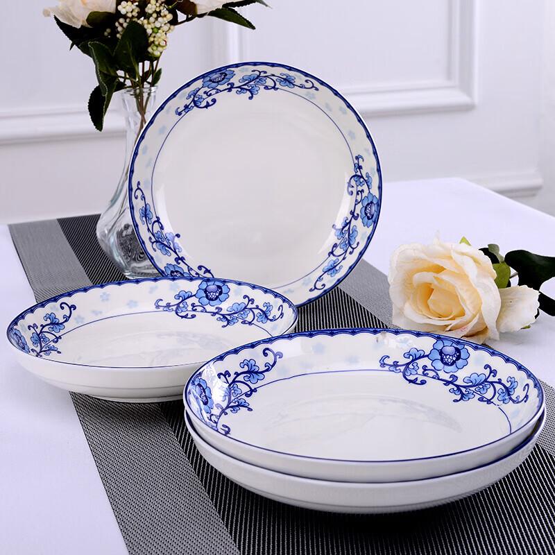 

Jieyaxie Chinese Underglaze Ceramic Soup & Dinner Plates 8-inch