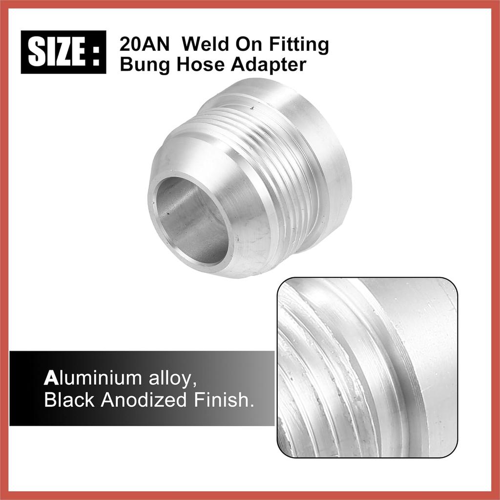 ACROPIX Car Auto 20AN Male Weld on Fitting Bung Hose Adapter Fuel Oil Aluminum Alloy Silver Tone Pack of 4 Car Parts