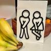 Home Decor Funny Bathroom Signs for Men Women Creative 2D Flat Restroom Door Restaurant Hotel Cafe Toilet Signage Wall Sticker