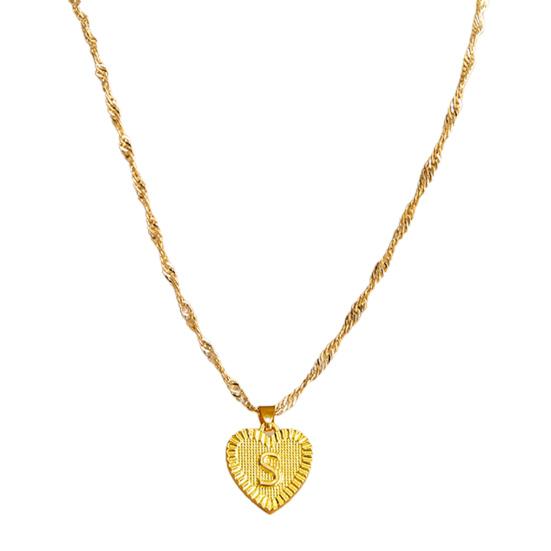 Pendant Necklace A-Z Initial Letter Heart Shape Jewelry Simple Bright Luster Necklace for Birthday