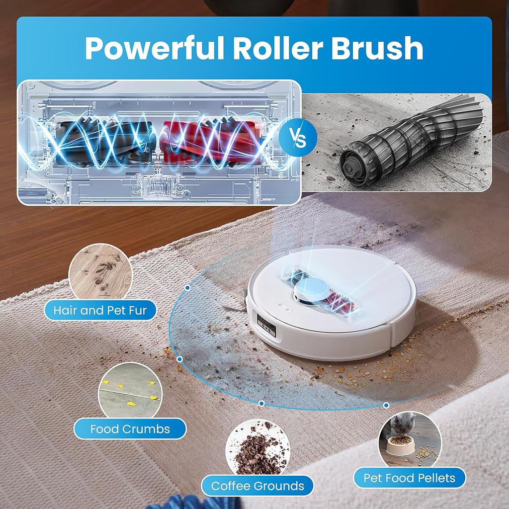 21 Pack Replacement Parts for Roborock Qrevo Curv/Qrevo Edge Robot Vacuum, 1 Roller Brush, 6 Vacuum Bags, 4 HEPA Filters, 4 Mop Pads, 4 Side Brush, 1