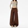 American retro high waist loose wide leg pants versatile drape flared pants spring jeans women's new coffee trousers