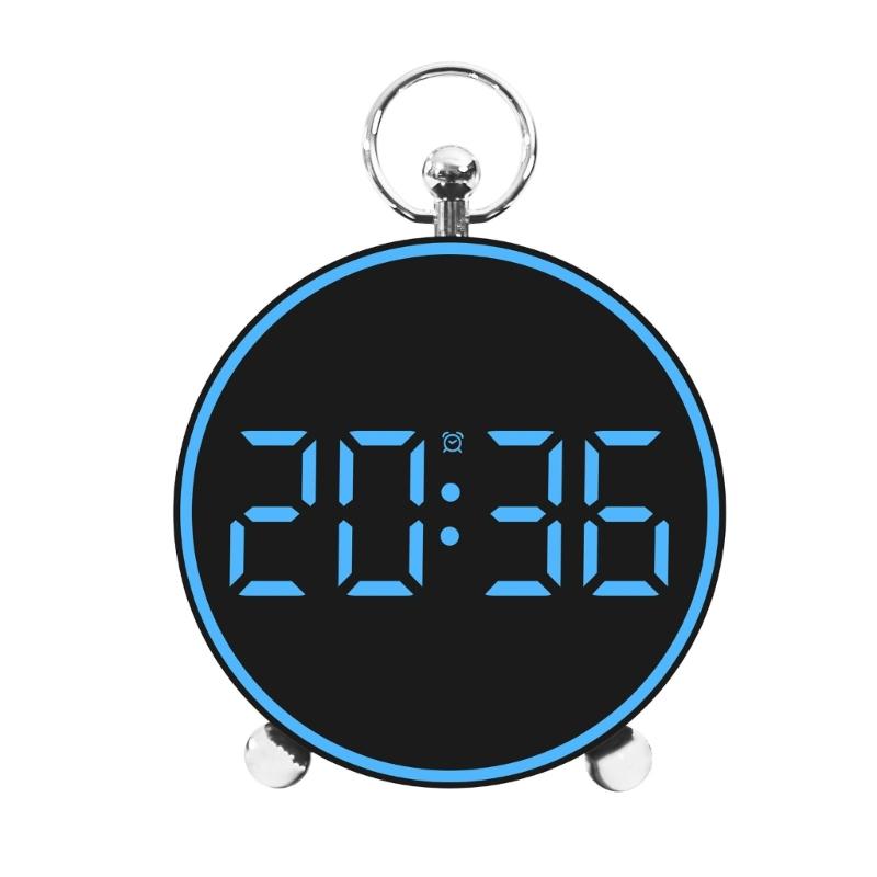 Colorful Digital Alarm Clock with Large 4.4  Display Temperature Date Display Table Clock Electronic LED Alarm синий