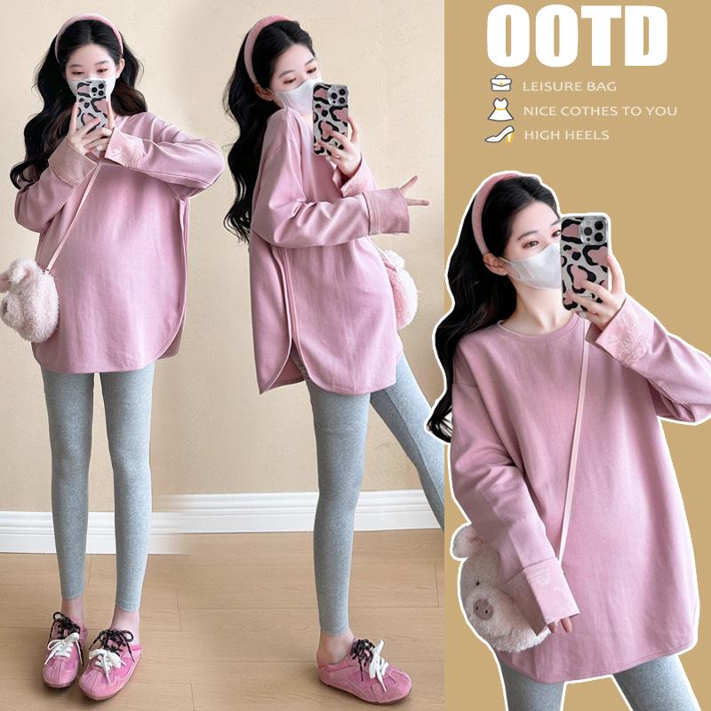 2026 Spring/Autumn Stylish Loose Maternity T-Shirt - Trendy Plus Size Casual Chinese Style M