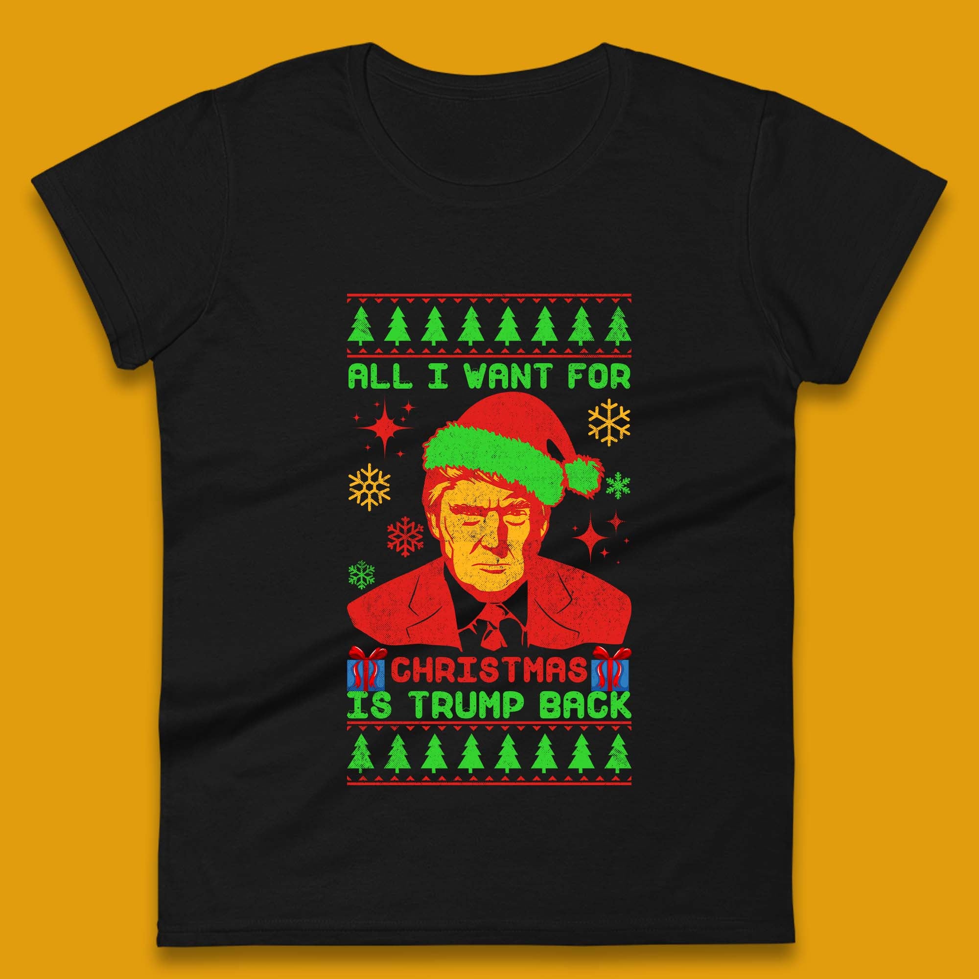 Trump Back Christmas Womens T-Shirt Mens Tops Tees Unisex L