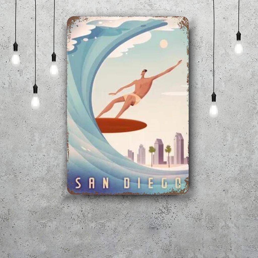 surfing Vintage Metal Tin Signs Posters Decor Retro Metal Plaque Wall Art Decor for Garage Bar