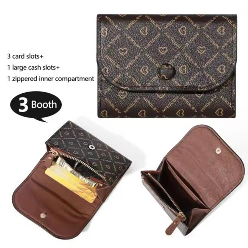 Women's Letter & Heart Print Wallet - Cute Zippered Coin Purse with Card Slots, Fashionable Wristlet Multi-Functional Wallet