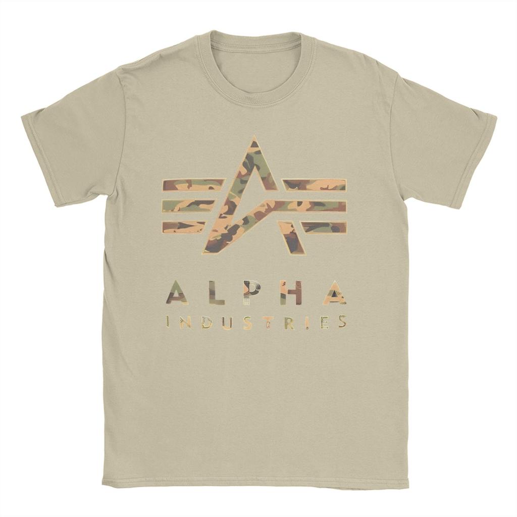 Alpha Industries Peripheral Pattern T-Shirt Men Women Crewneck Pure Cotton T Shirt Brand Short Sleeve Tees Plus Size Clothes