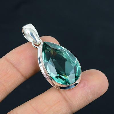 Natural Faceted Blue Topaz Gemstone Pendant, 925 Sterling Silver, Pendant Jewelry, Handmade Silver Pendant Jewelry for Gift, Easter Gift