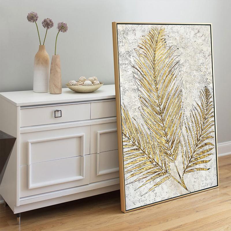 Nordic Abstract Leaf Canvas Painting Gold Posters and Prints Wall Art Pictures for Living Room Home Decor Cuadros