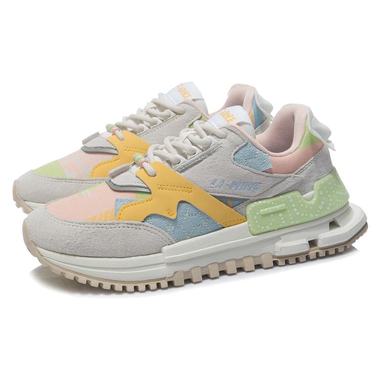 Li Ning 001 Running Shoes Women's Low top Mist White/Milk Orange Yellow AGCR122-6