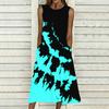 Women Plus Size Sleeveless Crew Neck Dress Bright Ditsy Botanical Flowy Mid Calf Dress