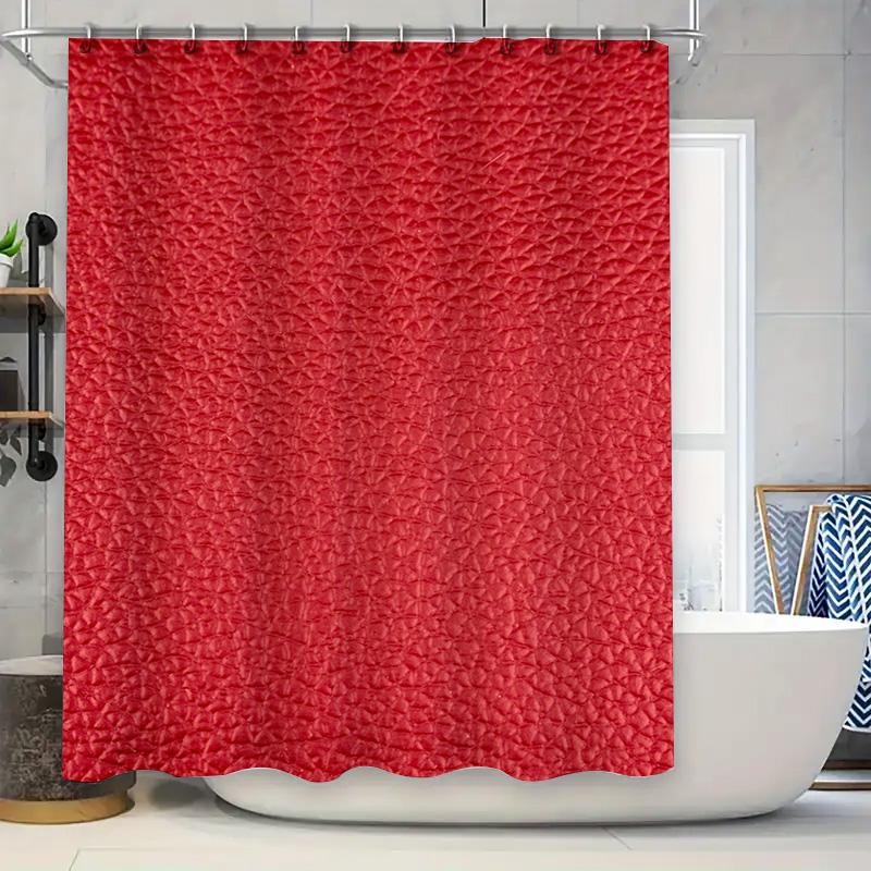 

Red 3D Bathroom Shower Curtain With Anti-Slip Texture For Home Decor Waterproof Fabric Bath Mat Available In Various Sizes (Cust W60H190(CM)-1 Pcs