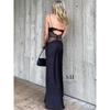European and American Women Clothes Sling Long Dress Low Cut Sexy Hollow High Waist Slim Fit Backless Dress