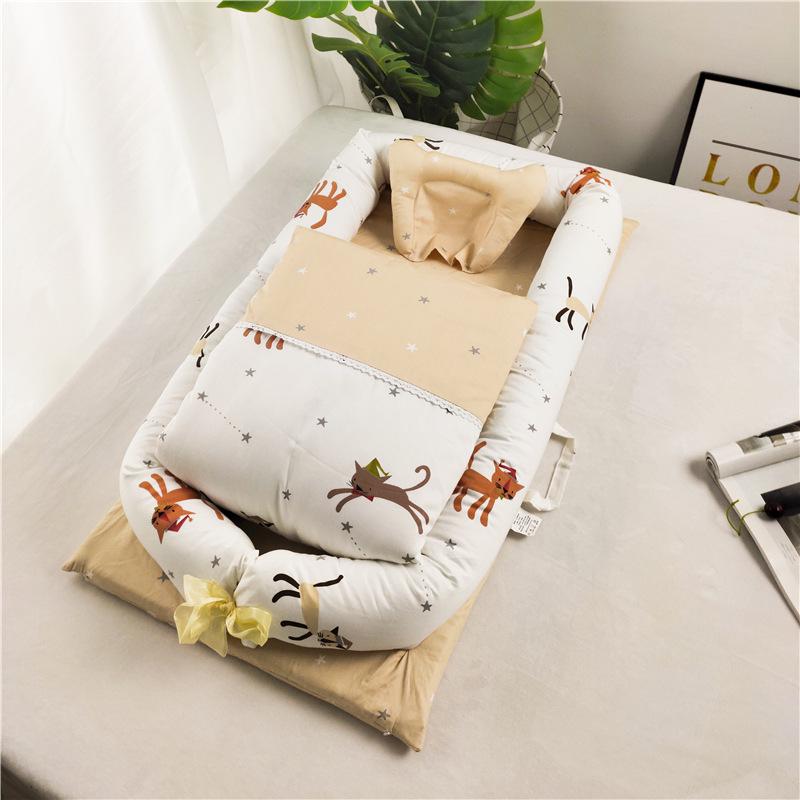 100% Cotton Satin Baby Crib: Foldable Newborn Sleeping Bed, Multifunctional Bionic Bed