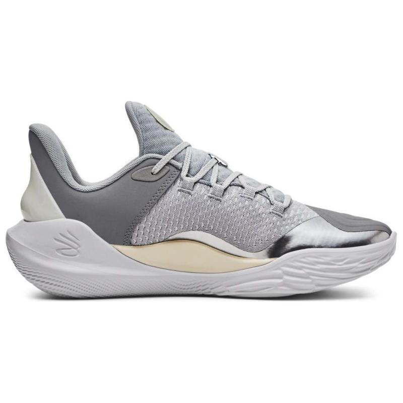 Under Armour Curry 11 Low Top Basketball Shoes Unisex Gray White Sneakers 3027723-101