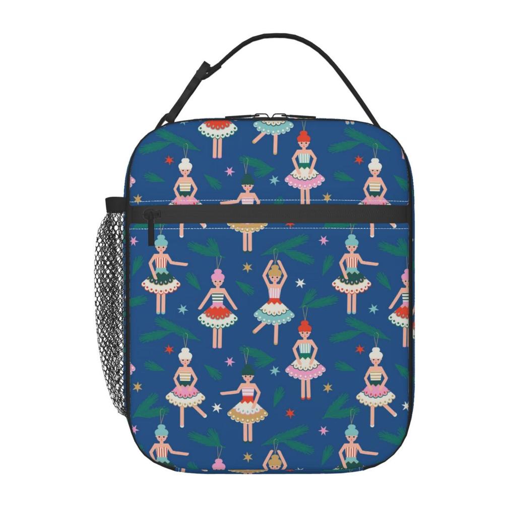 Nutcracker Ballet Christmas Theme Pattern Insulated Lunch Bag for Women Kids Portable Food Boxes Thermal Lunch Box Tote