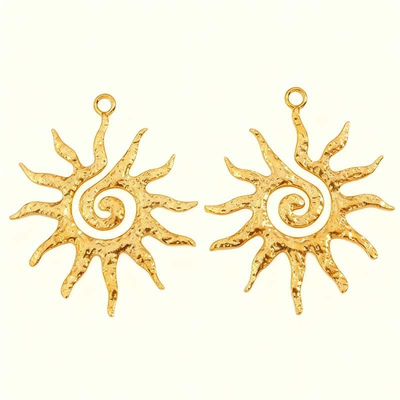 1Pc Gold Sun Pendant Necklace – Spiral Hollow Out Charm for Women, Minimalist Fashion Choker, Trendy Statement Jewelry