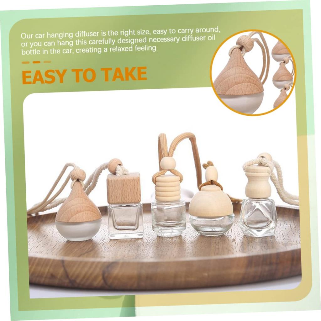 SUPVOX 4pcs Perfume Pendant 8Ml Car Essential Oil Hanging Bottle Glass Perfume Air Freshener Diffuser Pendant Car Oil Diffuser Car Accessories