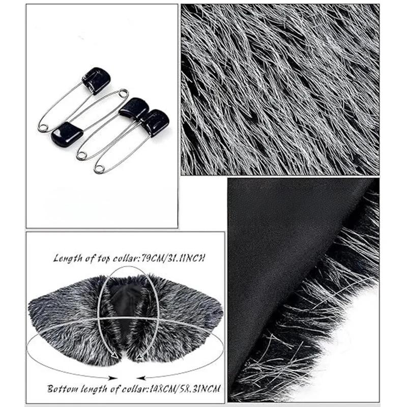 Medieval Faux Fur Collar for Men Women Cape Shoulder Wrap Retro Hunter Pirate Costume Halloween Cosplay Accessory