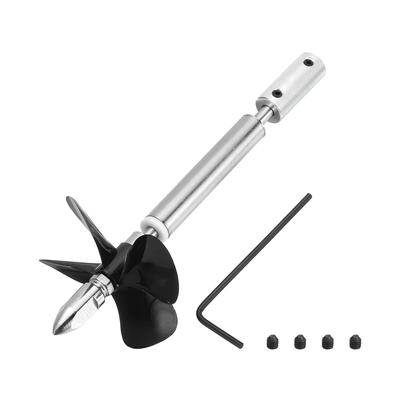 Uxcell RC Boat Drive Shaft W Propeller and Coupling Joint Assembly Kit, L100mm Shaft, L50mm Sleeve, D55mm Four Propeller, Fits 3mm Motor Shaft