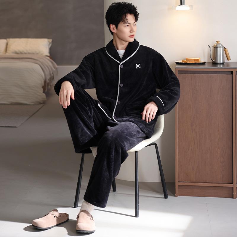 Pajamas men's winter coral fleece thickened fleece warm 1011 new autumn and winter flannel high-end loungewear