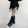 Harajuku Cargo Leg Warmers with Adjustable Buckle Strap Pocket for Women Punk Denims Baggy Foot Covers Footless Socks