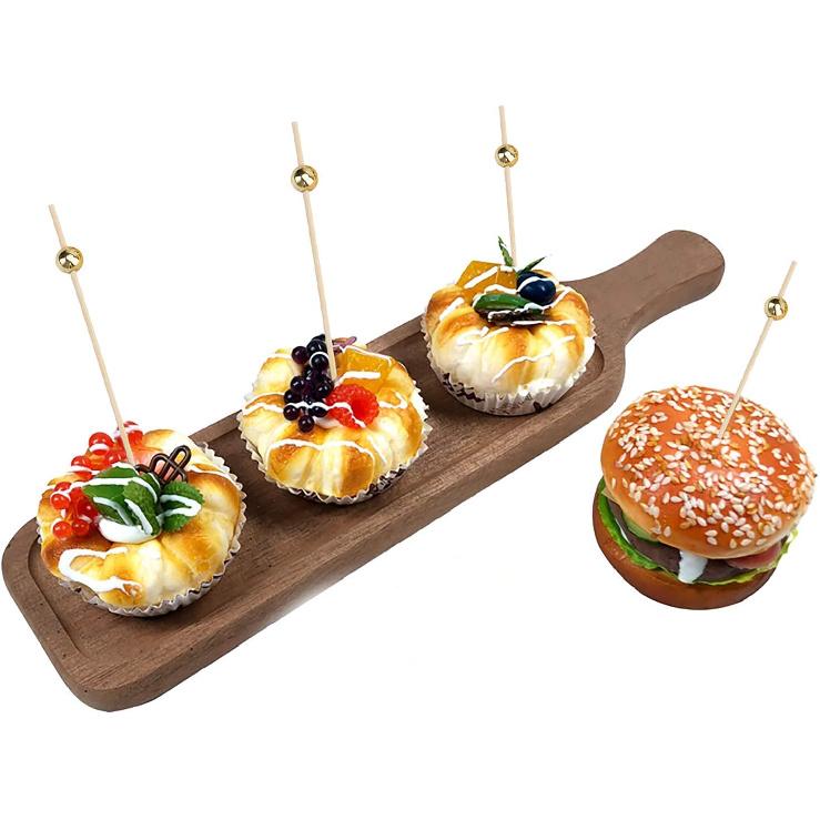 Yesland 500 Counts Cocktail Picks - 4 3/4 Inch Handmade Bamboo Toothpicks - Wooden Sticks with Gold Pearl for Party Supplies