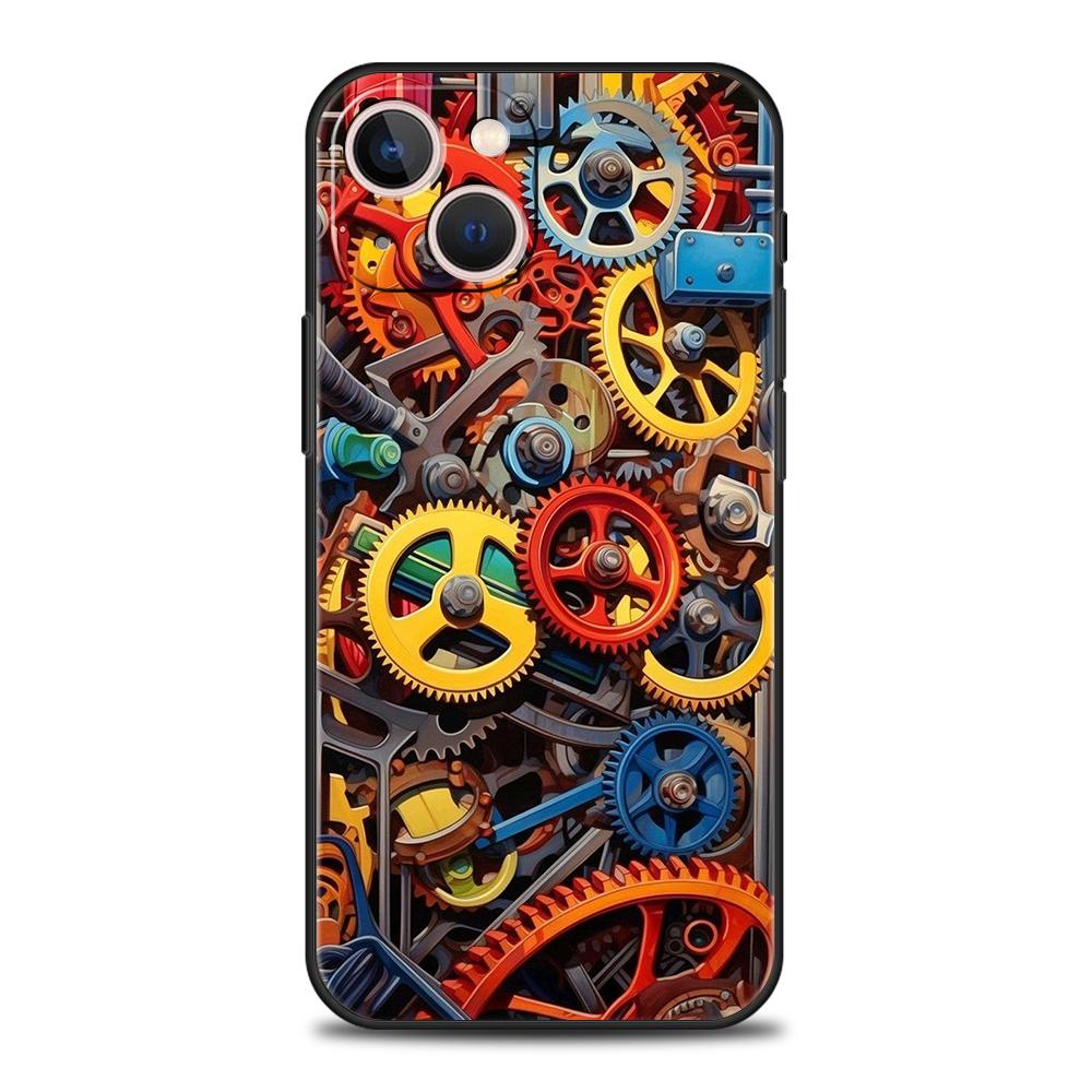 

Phone Case Cover for iPhone 17 16 15 14 13 12 Pro Max 11 Pro Max 17 AIR Plus Shockproof Soft TPU Shell Mechanical Gear Pattern iPhone 16Pro Max