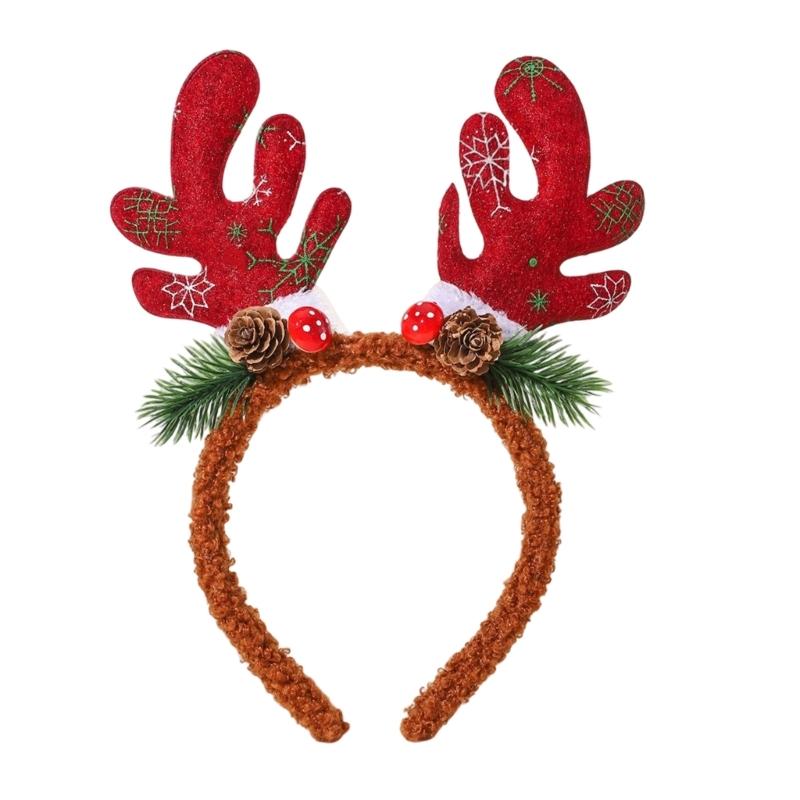 Mistletoe Headbands Antler Costume Christmas Party Karaoke Punk Photo Props Cool Party Christmas Hair Hoop Nightclub 1 красный