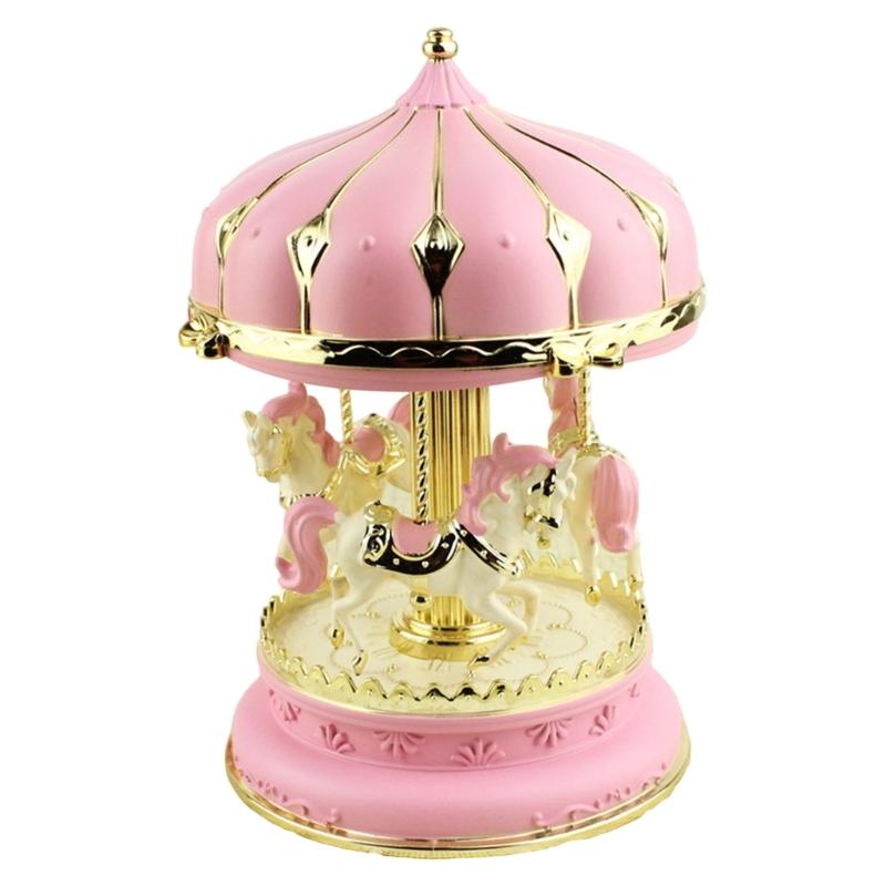 3 Horse Carousels Music Box Color Light Musical Box Christmas Birthday Presents Gift for Daughter Mom Granddaughter