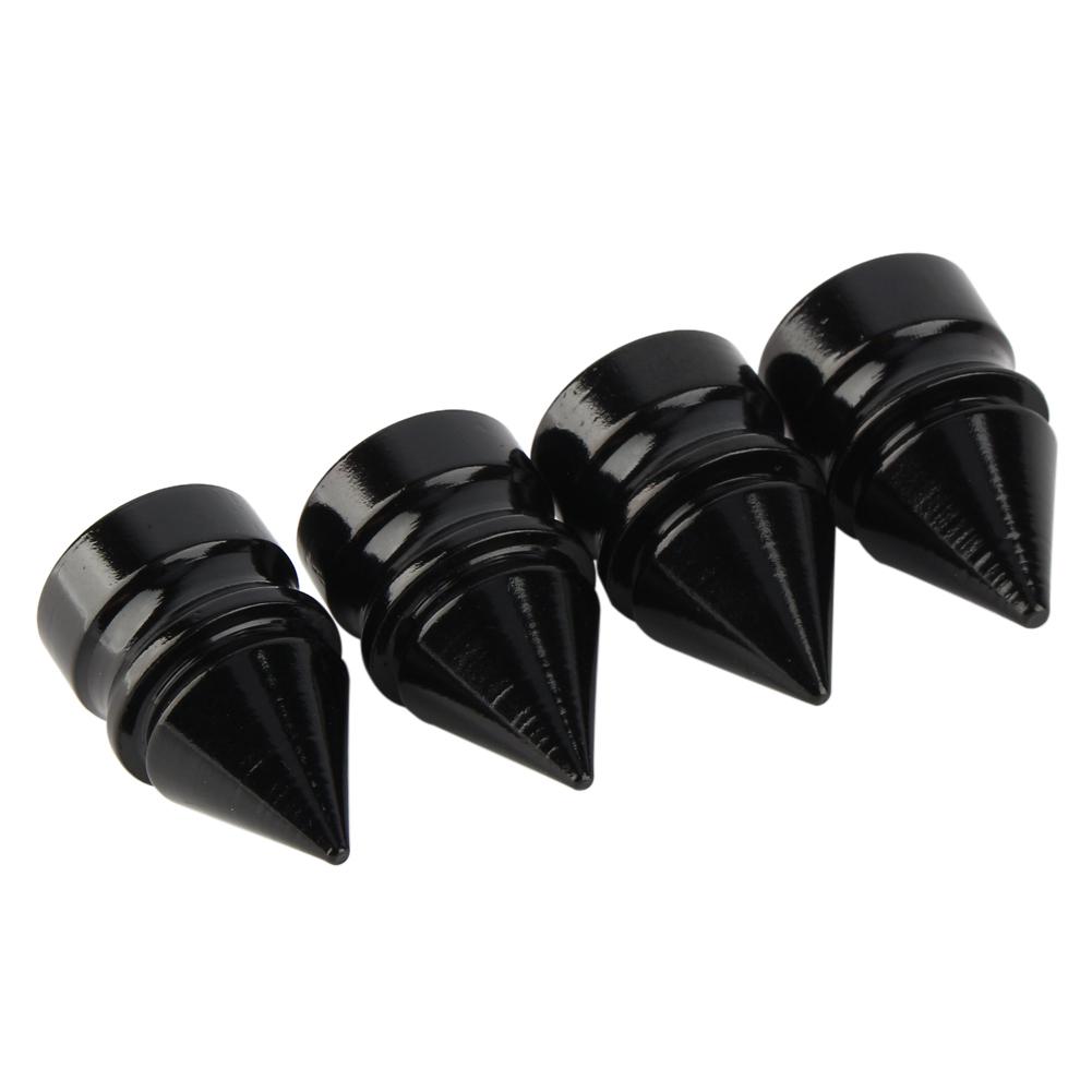 4Pcs Tower Tyre Valve Cap Black Aluminium Alloy Replacement Kit for Automobile Motorcycle