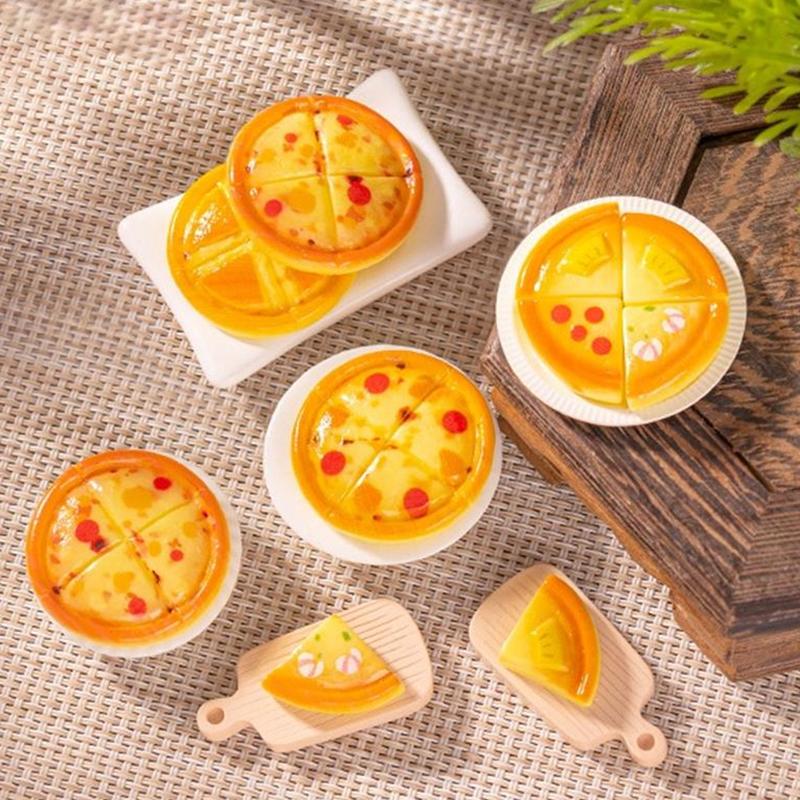 10 Bucăți Drăguțe Simulare Pizza Mâncare Păpușă Jucării Case de Păpuși Modele Miniaturale Ornamente Decor Accesorii Rășină DIY Jucării Casă de Joacă pentru Copii Cadou