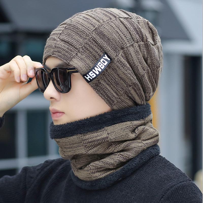 Men's Thick Plush Wool Winter Hat: Korean-Style, Warm Knit for Outdoors & Cycling