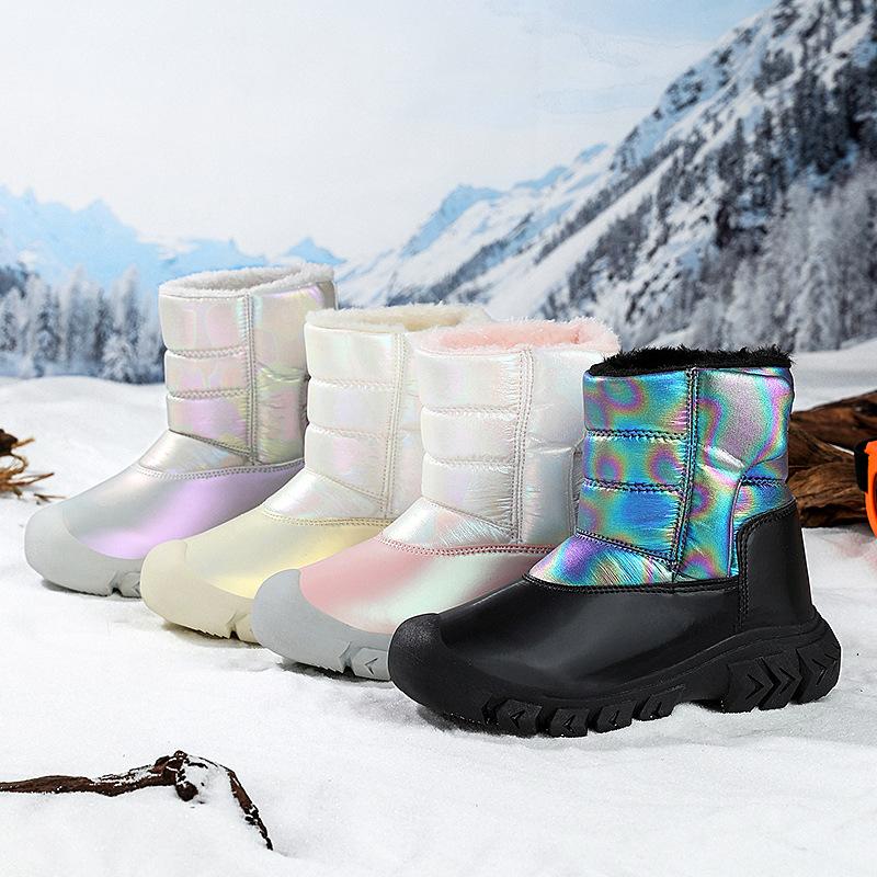 Children's cotton shoes Children's high-top snow boots Winter waterproof and piled thickened warm Children's cotton outdoor sports shoes