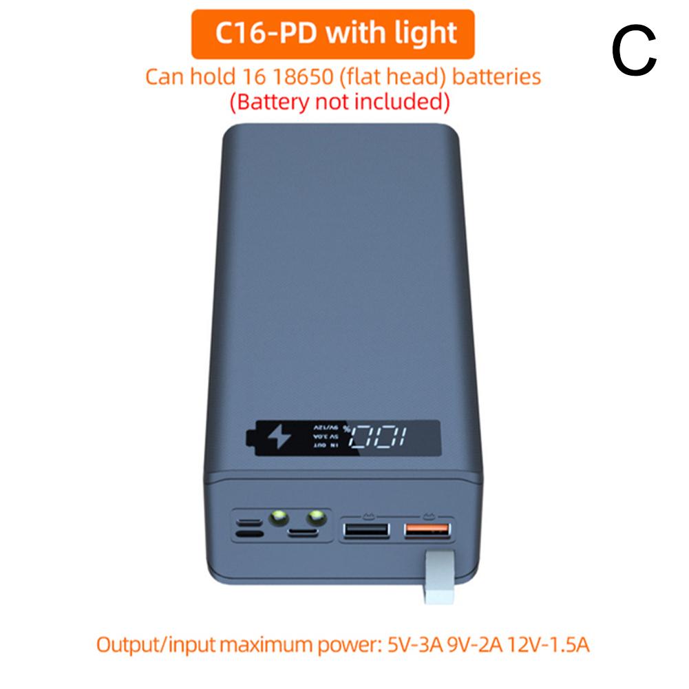 16*18650 Battery Holder Storage Box Power Bank Case DIY 18650 Kit Phone Powerbank Battery Charger Mobile DIY Shell Box