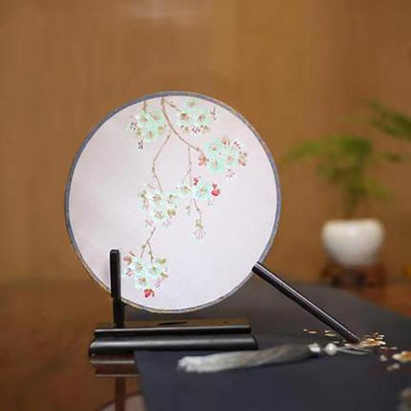 Suzhou-Double-sided Embroidery Hand Held Fan, Round Circular, Hand-embroidered Dance Silk Fan, Chinese Style Gifts, Hanfu Home
