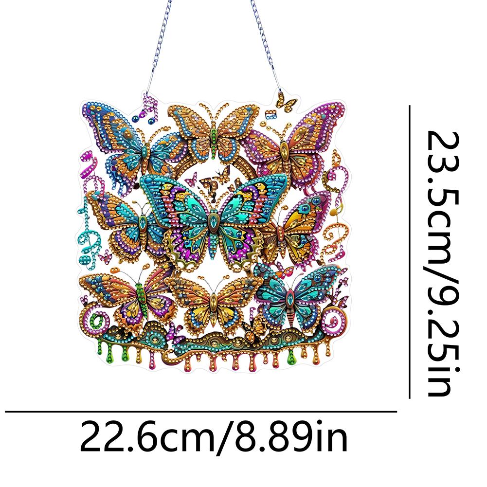 Kits d'Art Diamant 2D/Plat Acrylique DIY Forme Spéciale Pendentifs Diamants Strass Art Diamant Pendentifs Fenêtre Décor Mural pour Maison et Fenêtres