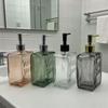 18oz Square Glass Soap Dispenser with Pump - Transparent Bathroom & Shampoo Bottle