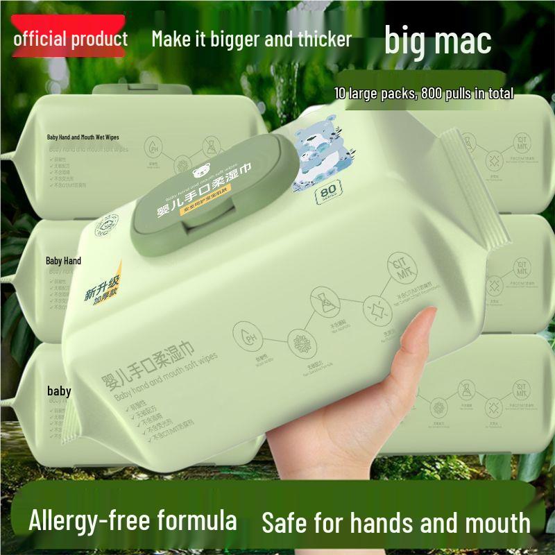 Baby Wet Wipes - Hand, Mouth & Bottom Care, Large Pack with Lid, Ideal for Hotels