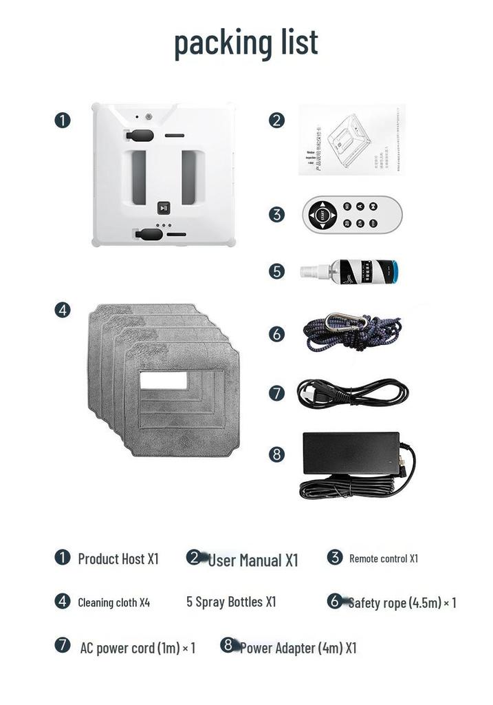 Smart Electric Window Cleaning Robot with Remote Control and Water Spray