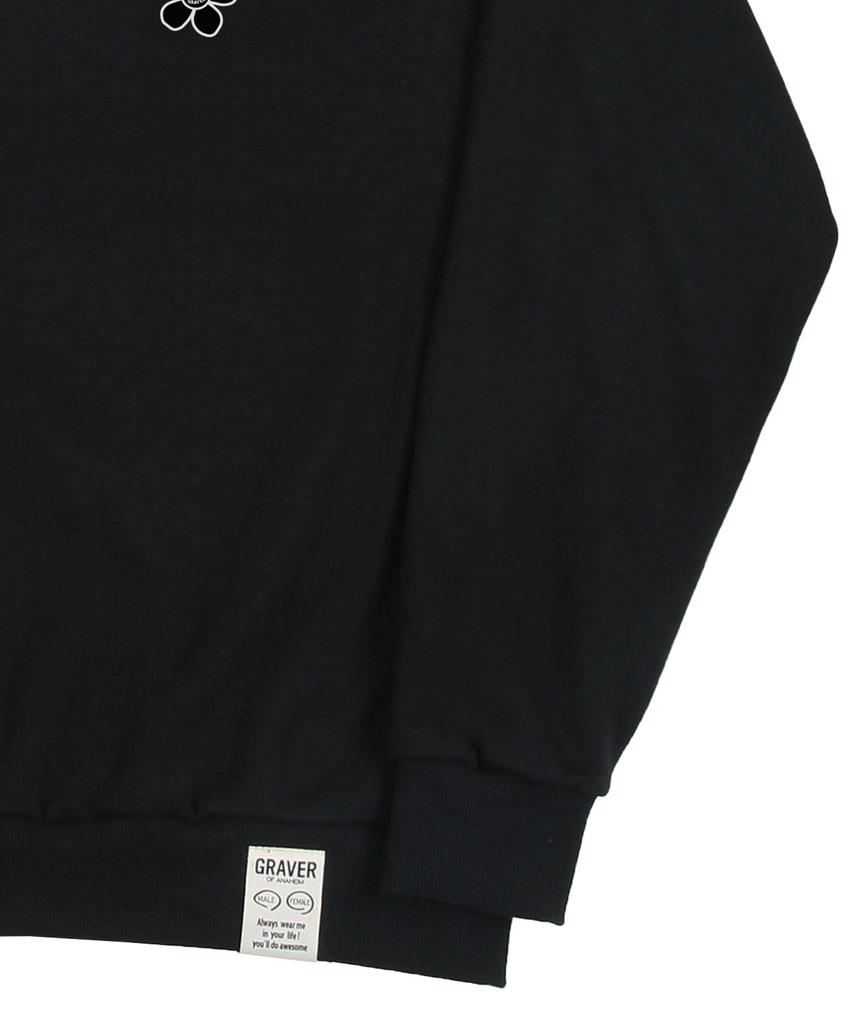 GRAVER [Unisex] Line Flower Dot Logo Smile Sweatshirt_Black