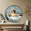 Vintage Tin Sign Elegant Lady Bath Champagne Metal Wall Art Home Bar Decor