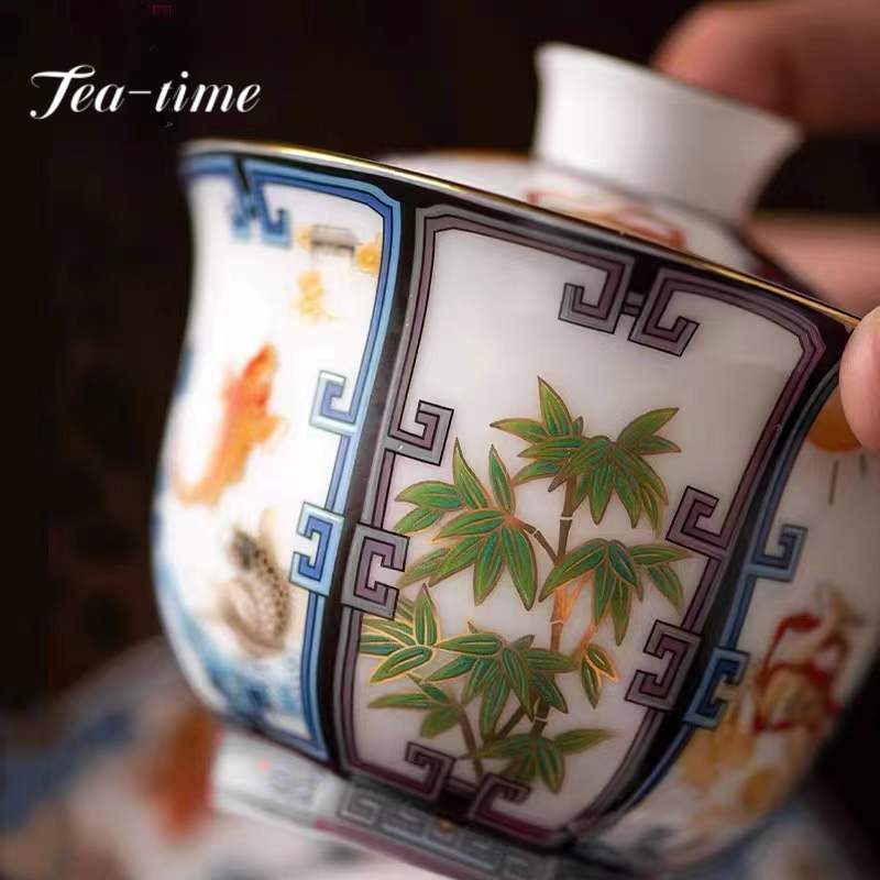 200ml Chinese White Porcelain Gaiwan Zen Tea Bowl with Saucer Lid Kit Tea Tureen Tea Maker Cover Bowl Teaware Ornaments Gift Box