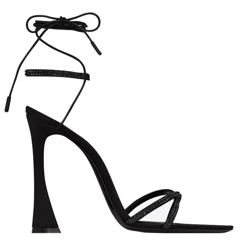 

Новые Популярные Летние Сексуальные Туфли на Высоком Каблуке Женские Сандалии Обувь Новые Туфли-Лодочки с Острым Носком для Вечеринки Платья Ремешок на Щиколотке Zapatos Mujer 43 чёрный