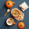 Cartoon Cute Ceramic Pumpkin Cup with Lid Breakfast Cup Dessert Soup Cup Oatmeal Cup Student Water Cup Mug