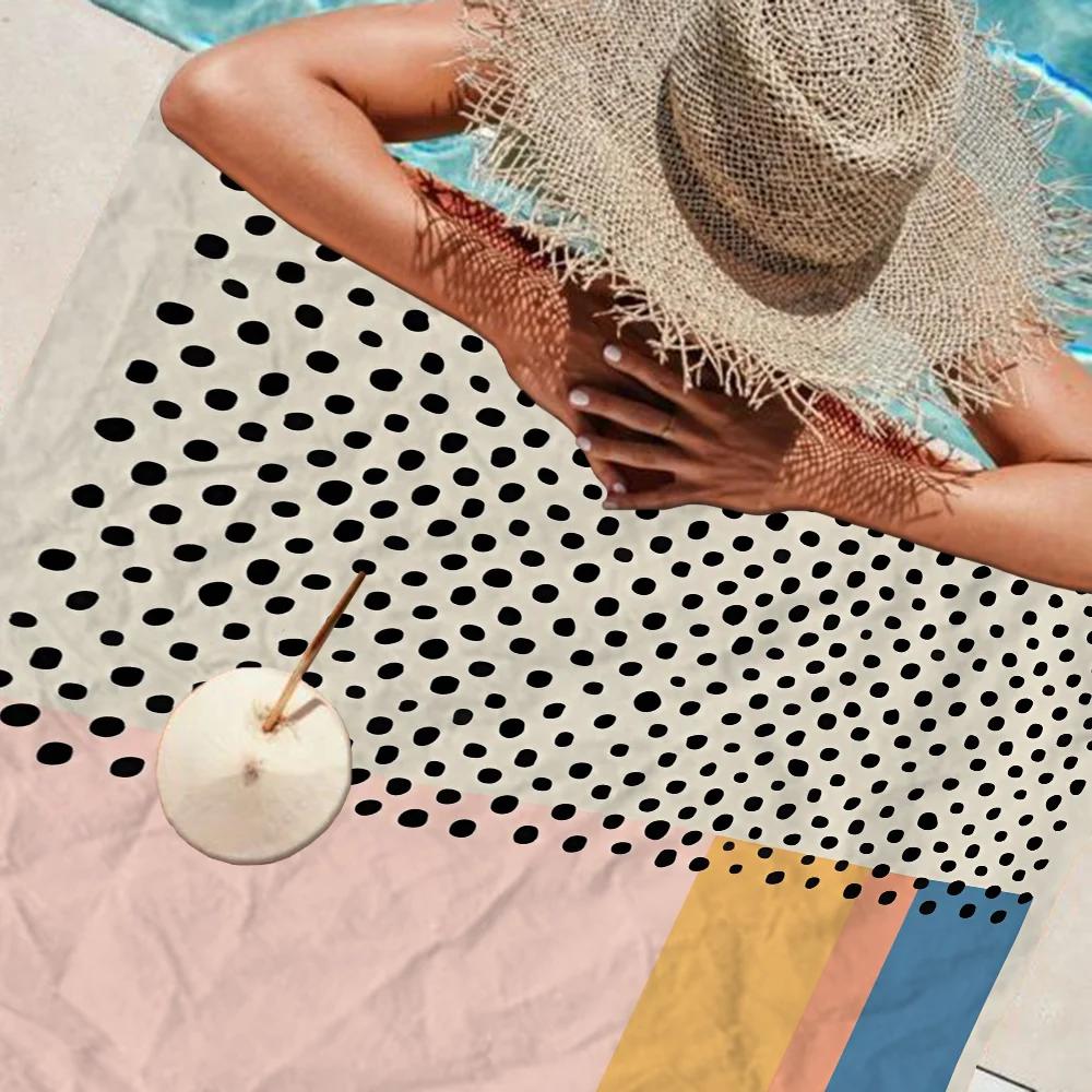Modern Geometry Dot Line Art Microfiber Printed Beach Towel Mountain Climbing Yoga Beach Swimming Running Absorbent Soft Towel