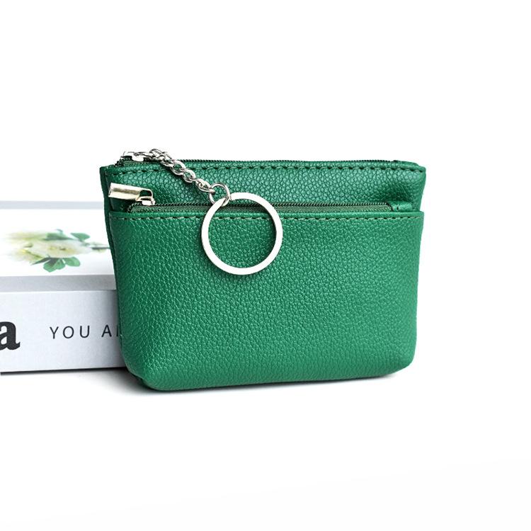 Mini PU Leather Coin Purse Keychain Wallet Multifunctional Zipper Card Holder Fashion Key Bag Key Ring Small Wallet