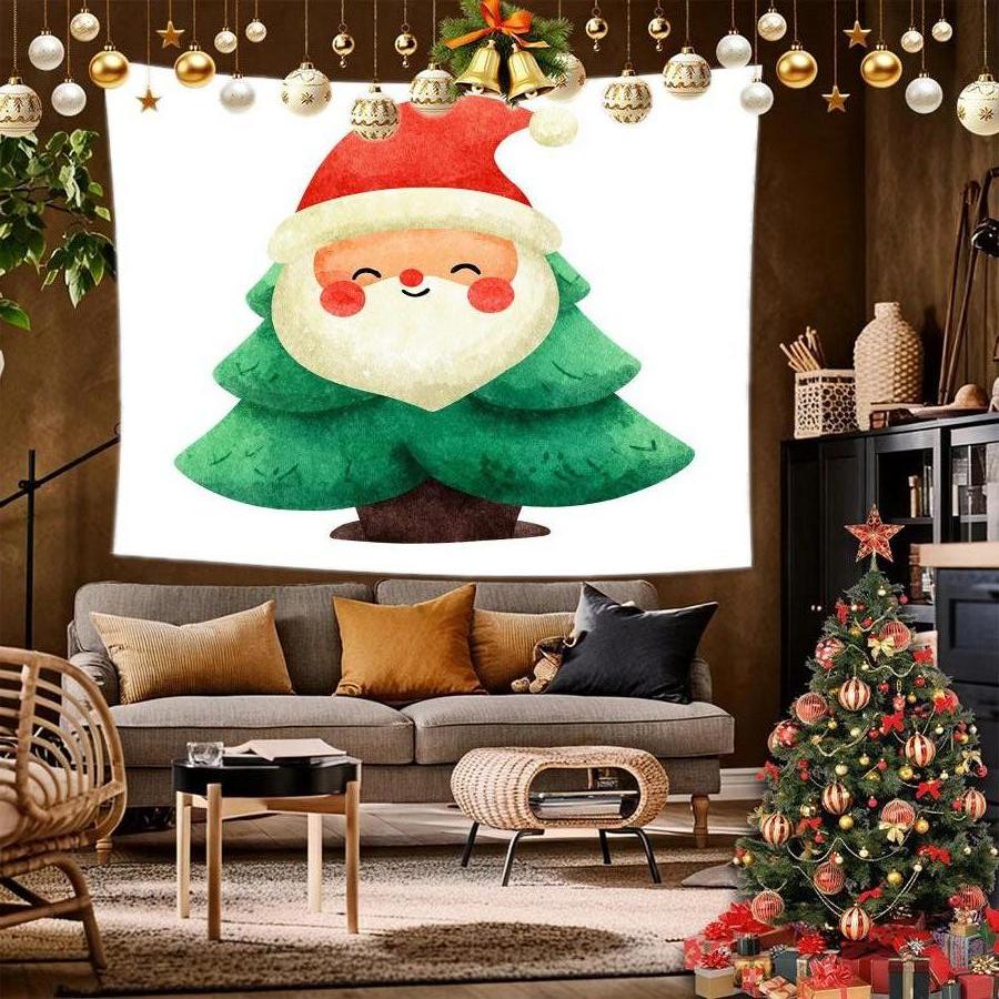 Santa & Snowman Tapestry Background Cloth Hanging Cloth Bedroom Bedside Decorative Wall Cloth Rental Dormitory Tapestry
