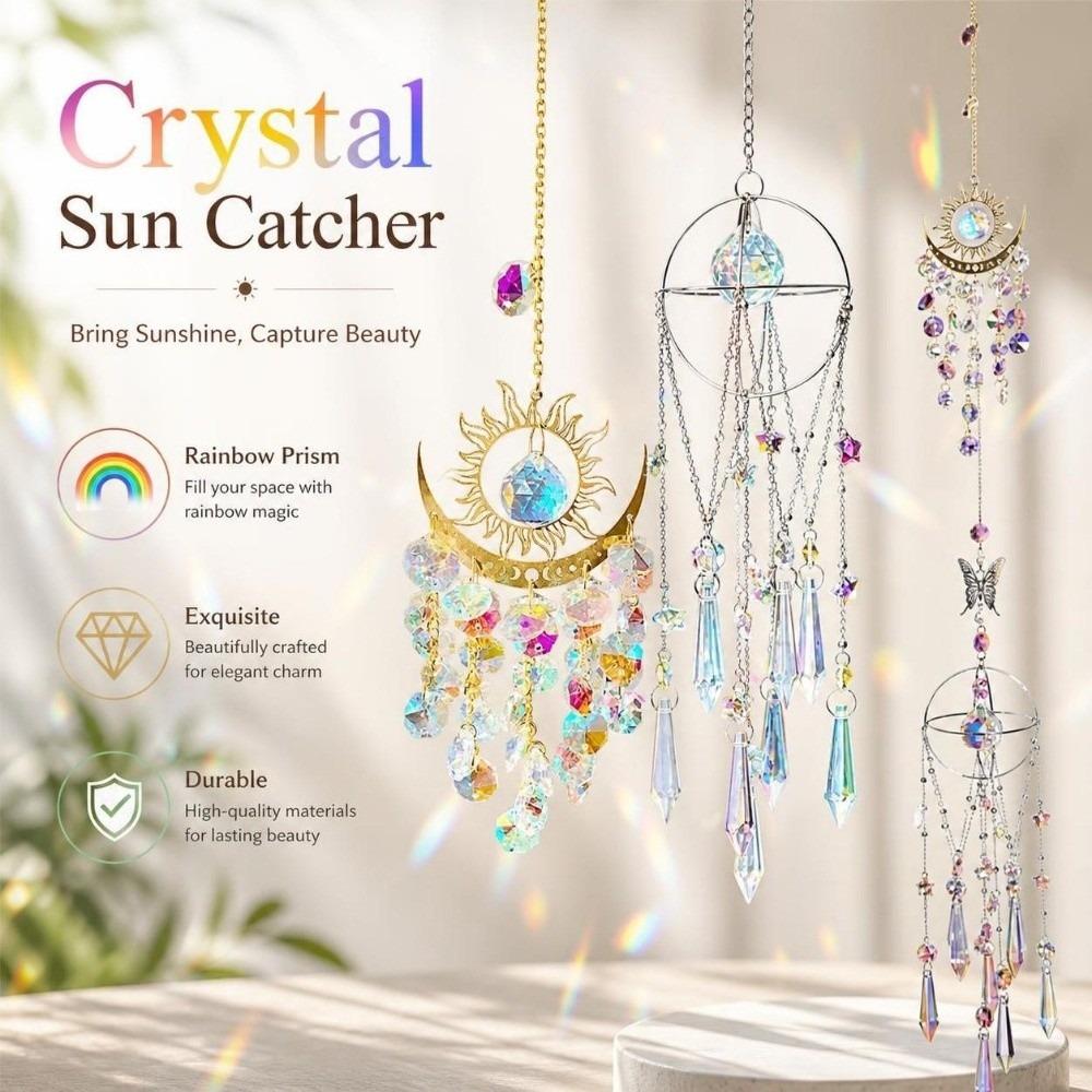 Handmade Crystal Sun Catcher Rainbow Prism Rainbow Prism Window Hanging Sun Moon Pendant Women